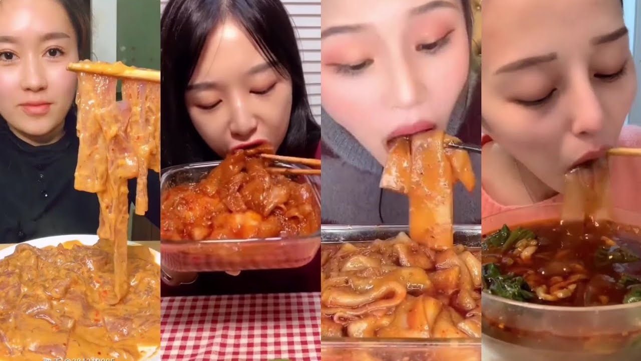 WIDE GLASS NOODLES (宽粉);in SESAME PASTE, HOT&SOUR SOUP,etc.||*Subtitled* Chinese Food Mukbang 먹방 吃播