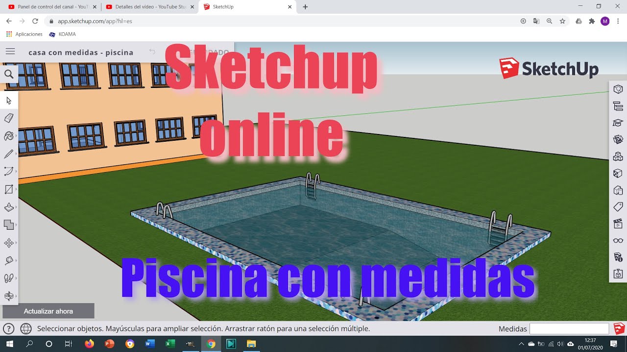 SketchUp online - Tutorial 3 - Añadiendo una piscina