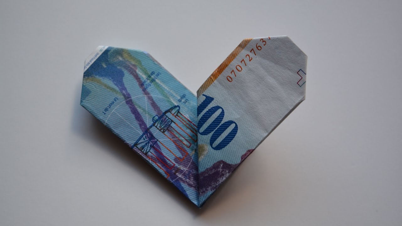 W+ Geldscheine falten 'Herz' für Hochzeit und Geburtstag