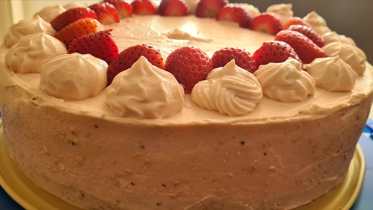 Клубничный торт с творожным кремом из маскарпоне - очень вкусный и фруктовый!