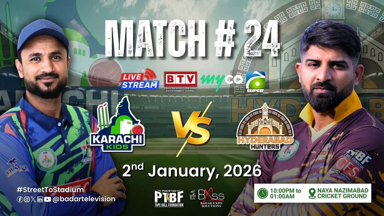 LIVE | Karachi Kids vs Hyderabad Hunters | Match - 24 | 02 January 2026