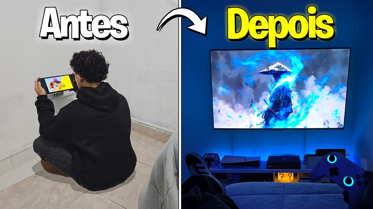 TRANSFORMEI o canto VAZIO no SETUP de CONSOLES! 🔥😱 (quarto gamer)