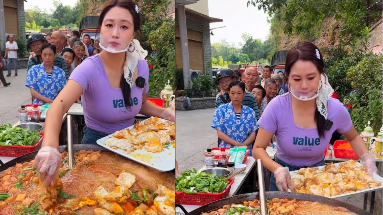 The kind and beautiful sister cooks free meals for the old people on the street