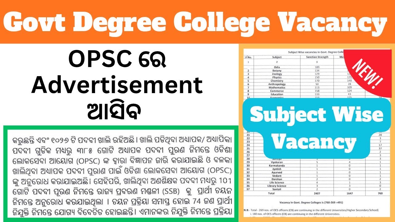 Govt Degree Colleges Lecturer (AP) Vacancy Advertisement OPSC ରେ ଆସିବ #opsc #odishajobs 