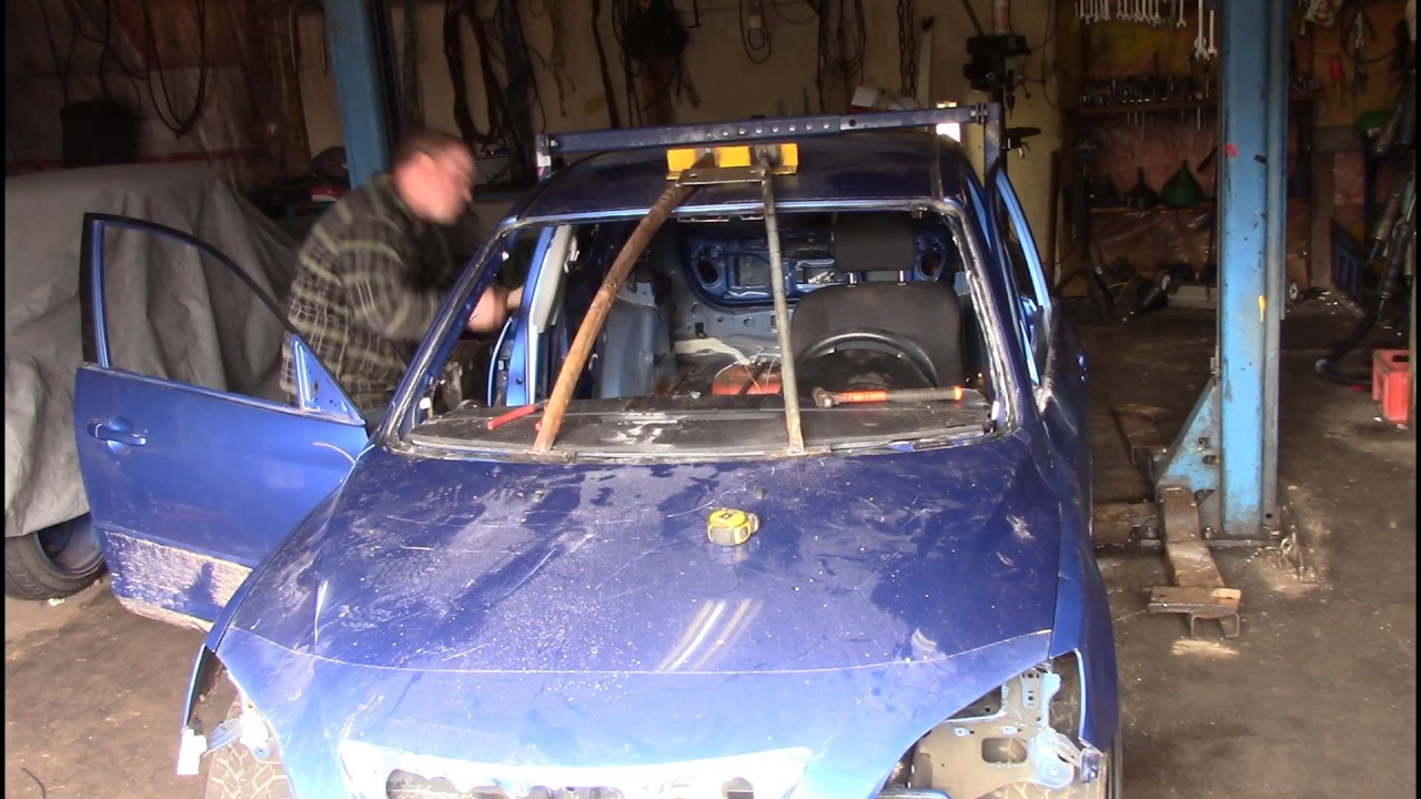 mazda 3 hatch  bolt in cage install for demolition derby