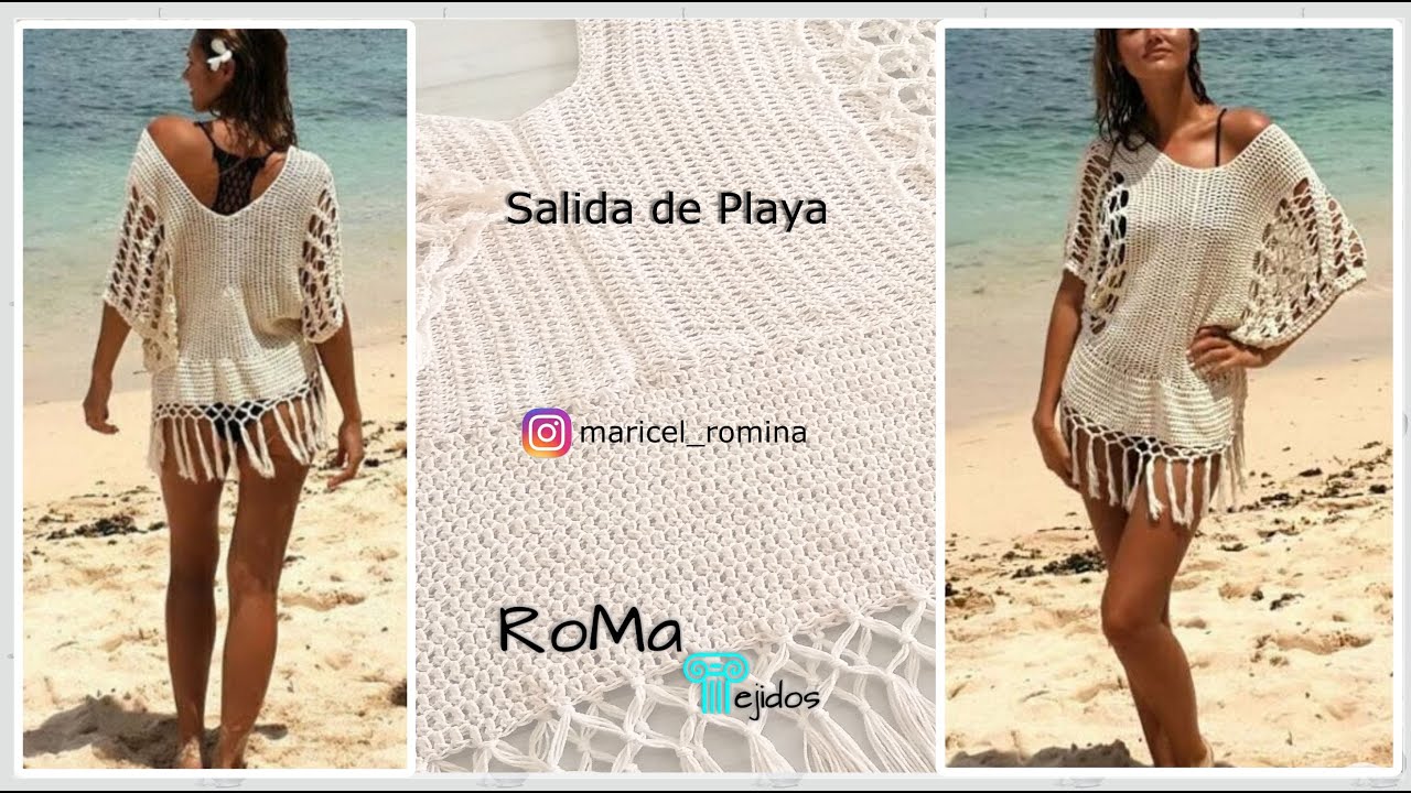 Salida de playa / blusa bata crochet / kimono/ vestido playa  crochet paso a paso/ganchillo