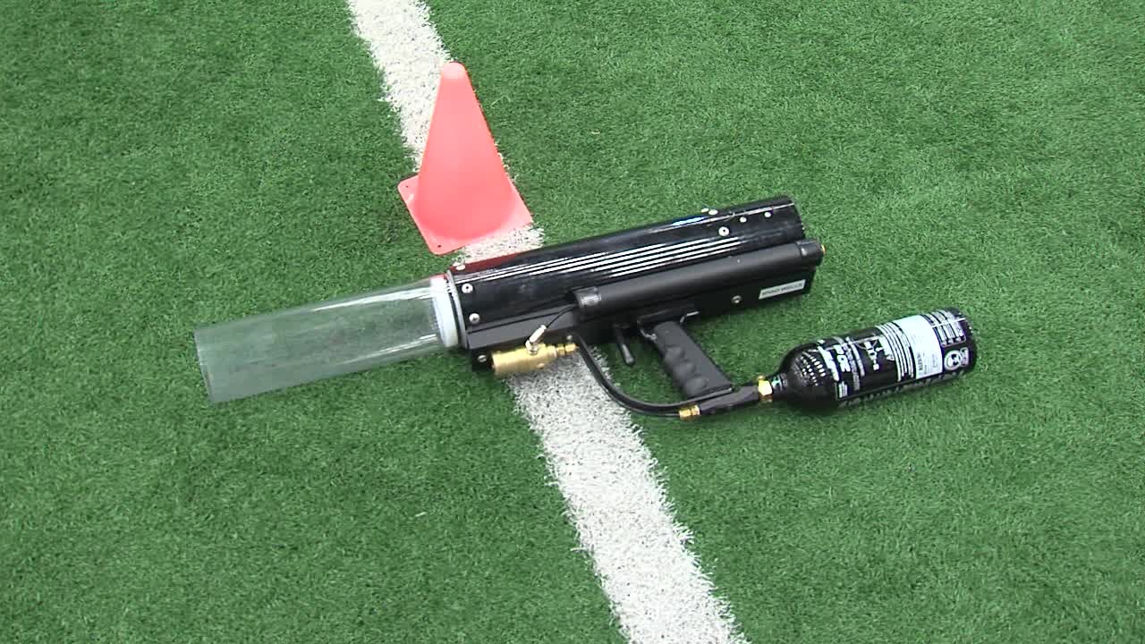 Shooting the T-Shirt gun at Colts games