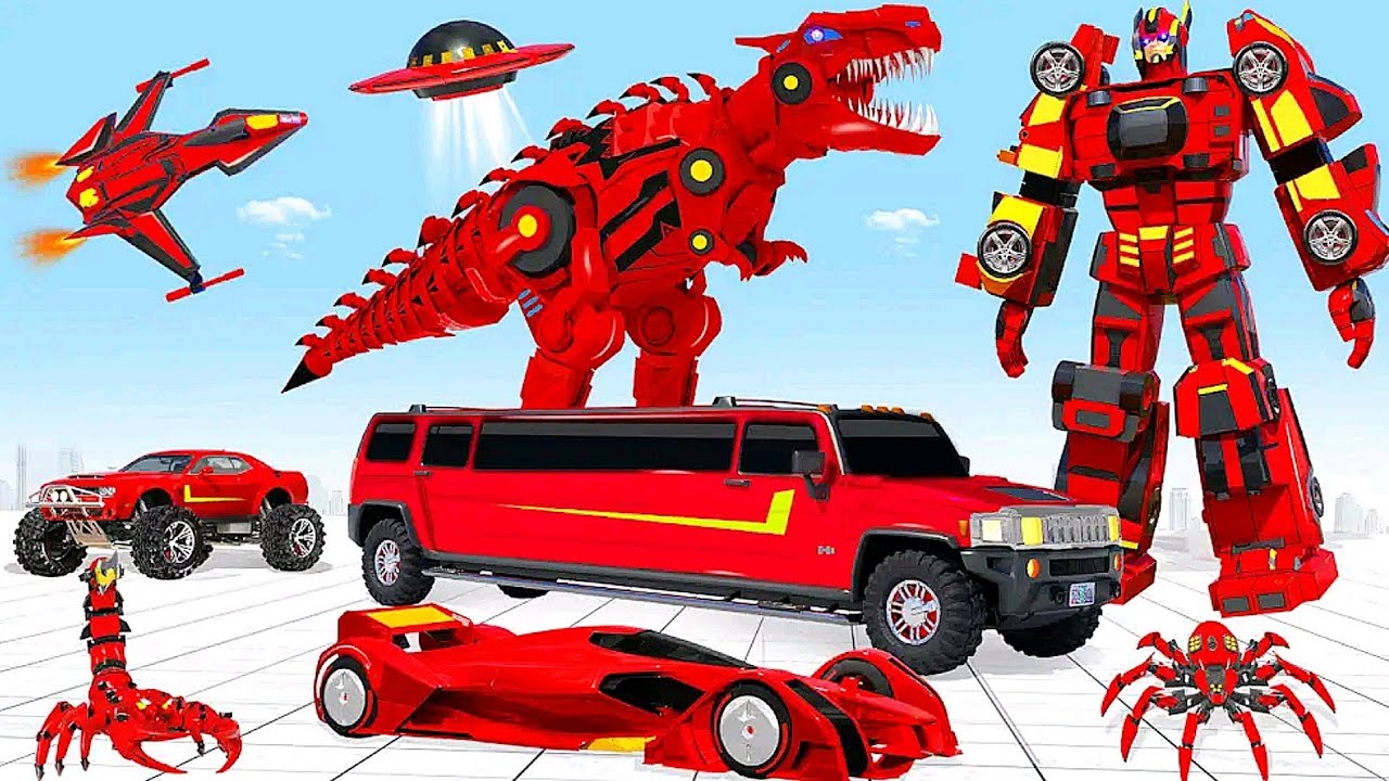 Police Limo Car Dino Robot Wars: Battle For Protect Civilians | Android iOS Gameplay
