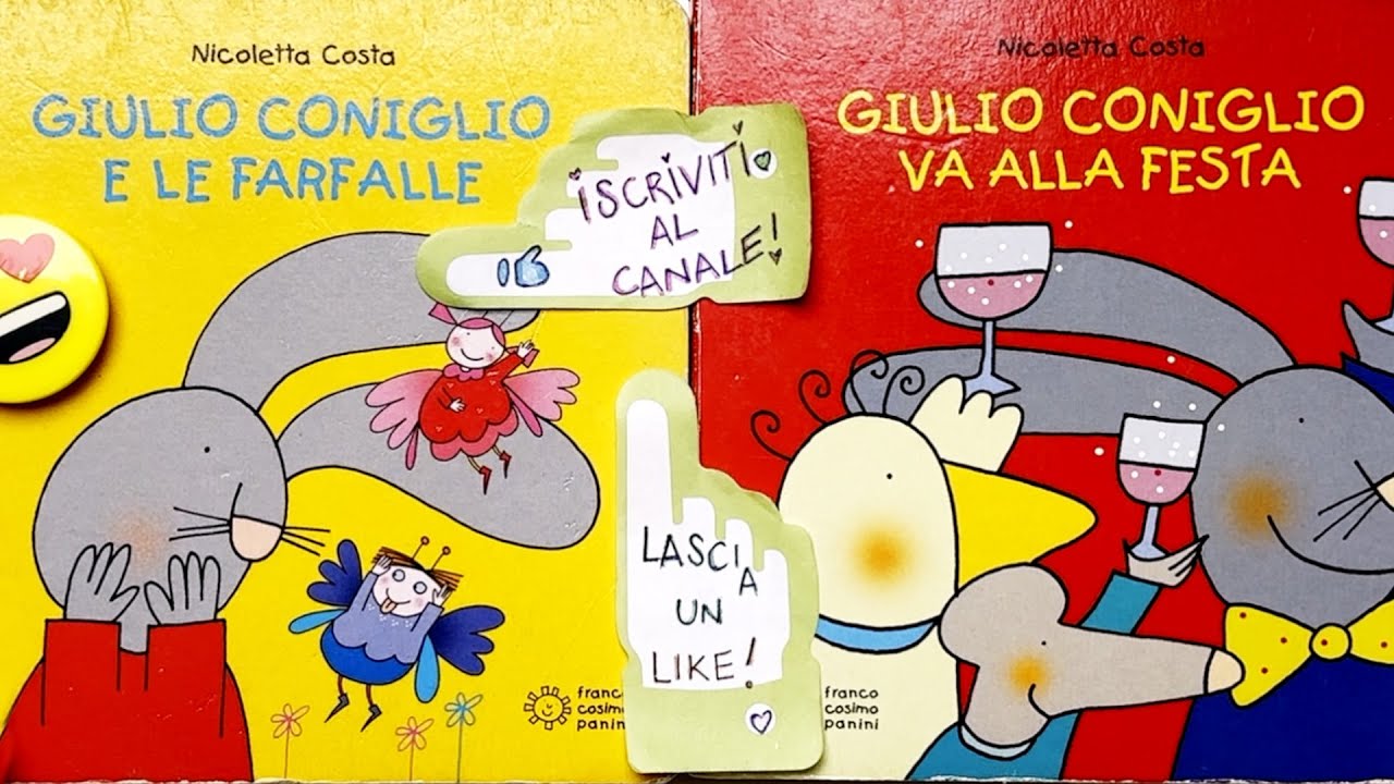 2 LIBRI DI GIULIO CONIGLIO - GIULIO CONIGLIO E LE FARFALLE 🦋🦋 - GIULIO CONIGLIO VA ALLA FESTA 🥰🌸🐰🐭🐤🐌
