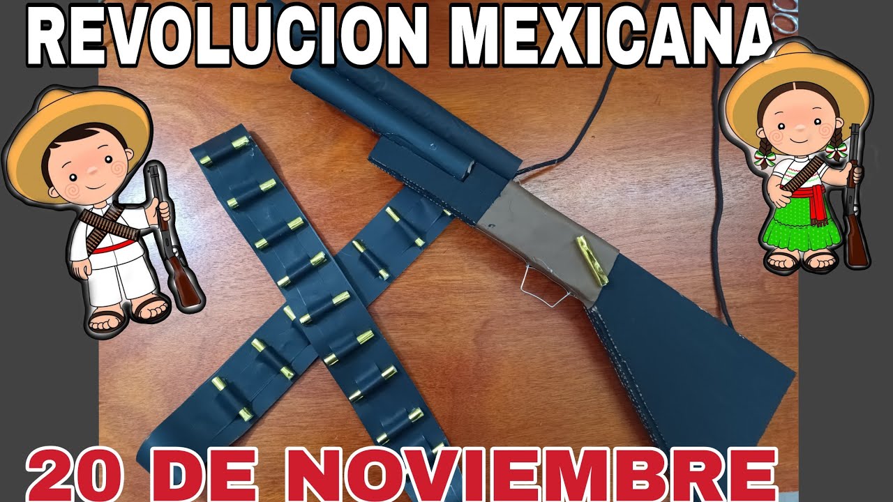 RIFLE de CARTÓN REVOLUCIONARIO PARA EL 20 DE Noviembre escopeta revolucionaria , carabina de cartón 