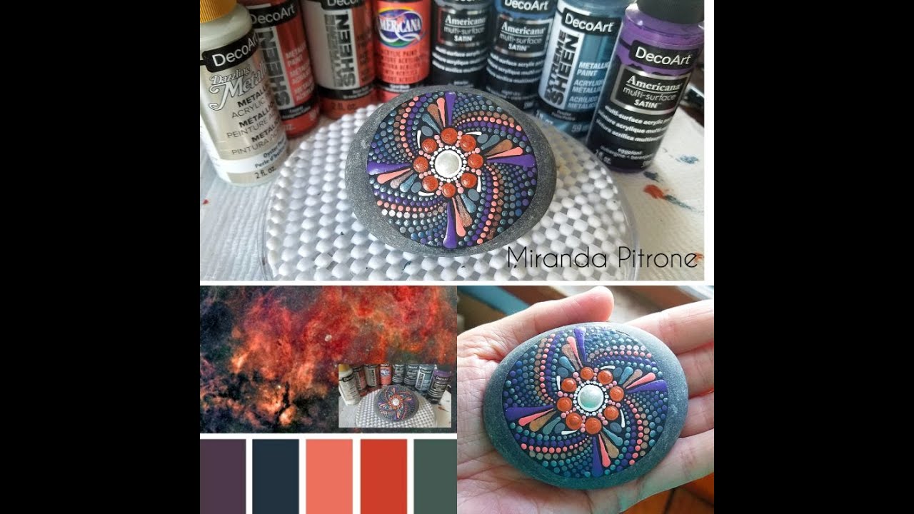 Free Hand Dot mandala Spiral on Capcouriers Stone  Painting by Miranda Pitrone Micro Dotting Etcher