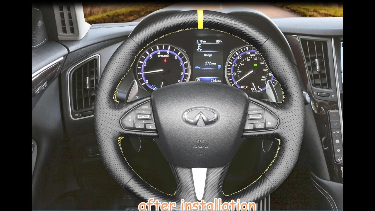 MEWANT--- for Infiniti Q50 / Infiniti QX50 2015-2017 Car Steering Wheel Cover Installation