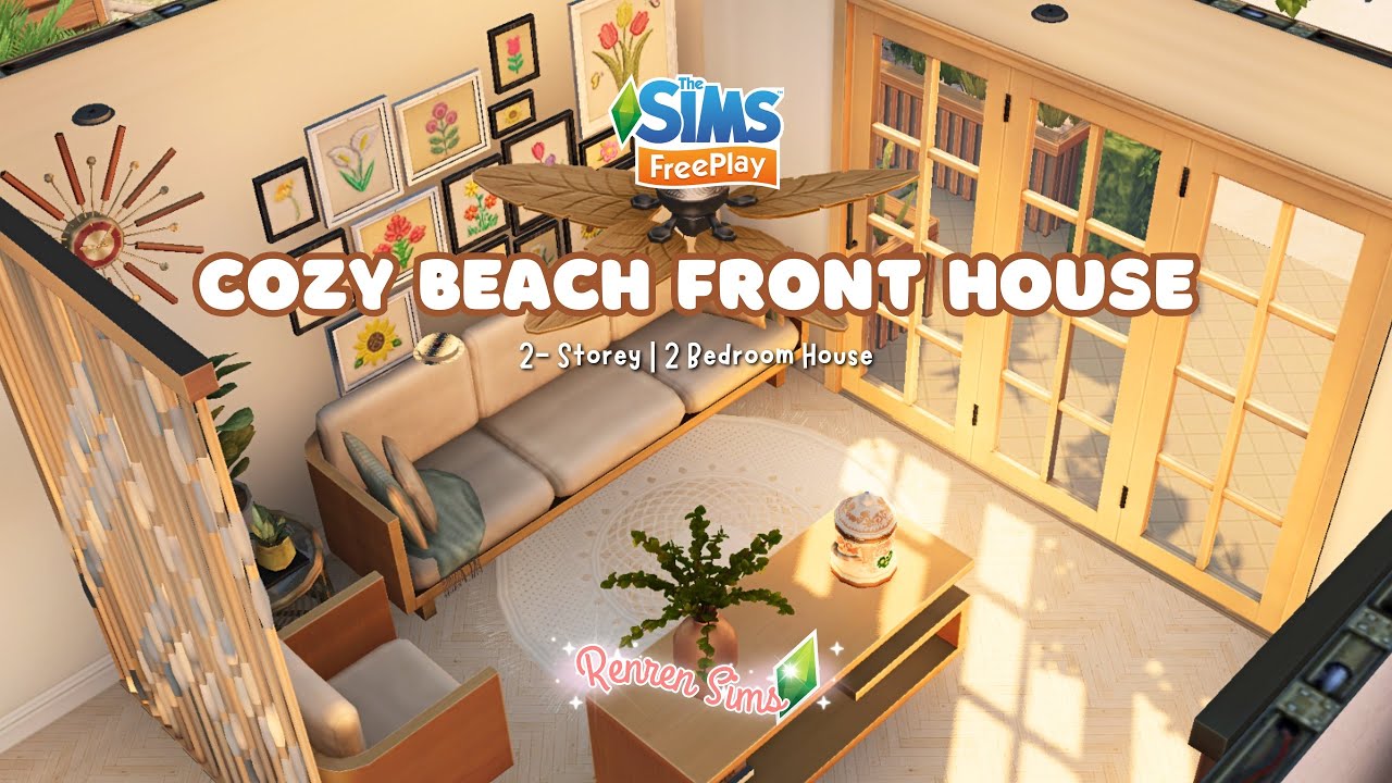 COZY BEACH FRONT HOUSE 🏝️🏠 House Tour + Floor Plans | The Sims Freeplay - House Build