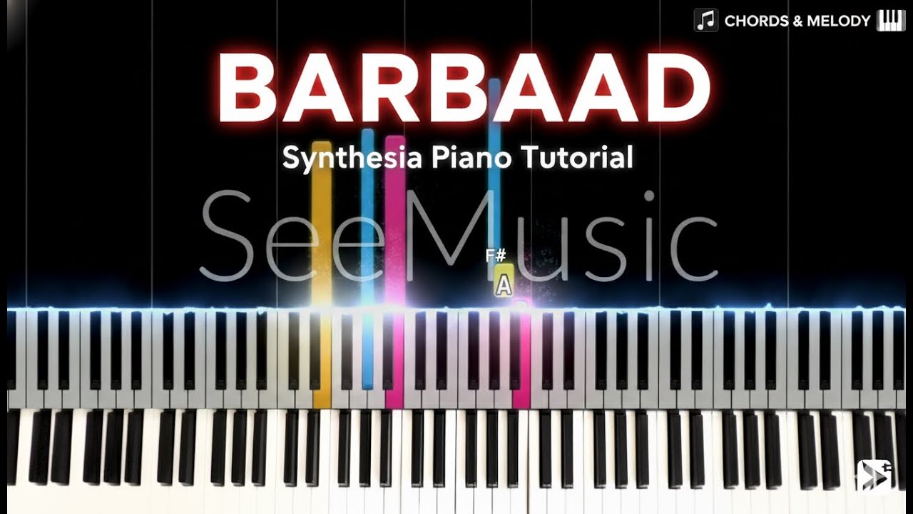 Barbaad - Piano Tutorial with Falling Notes (HOW TO PLAY) | Saiyaara | Jubin Nautiyal