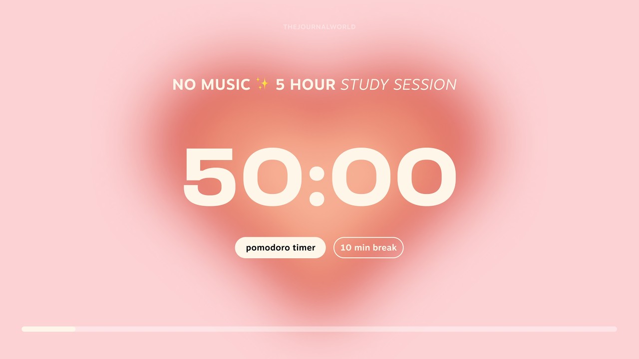 5-hour Pomodoro Timer for Studying 🩰🦢 Study Session with 10 min breaks | Aesthetic Focus Countdown