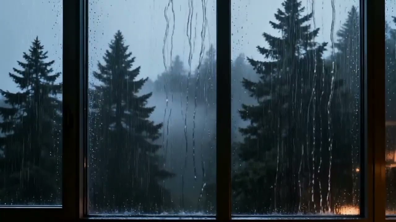 2 Hours Rain Sounds on Window 🌧️ Cozy Forest Night for Sleep & Relaxation