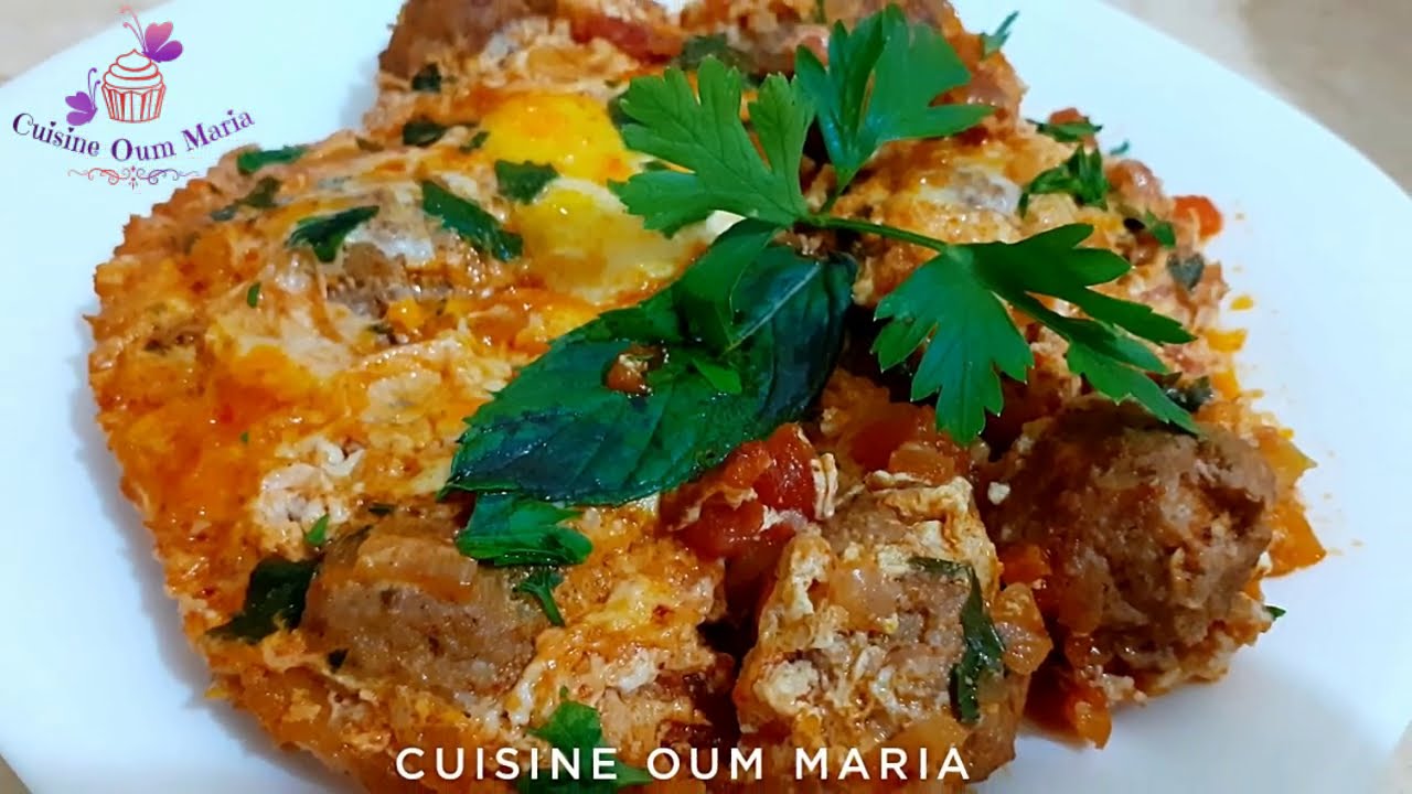 عجة بكرات اللحم المفروم والبيض مذاقها رائع/ Ojja ou ratatouille aux boulettes de viande et aux oeufs