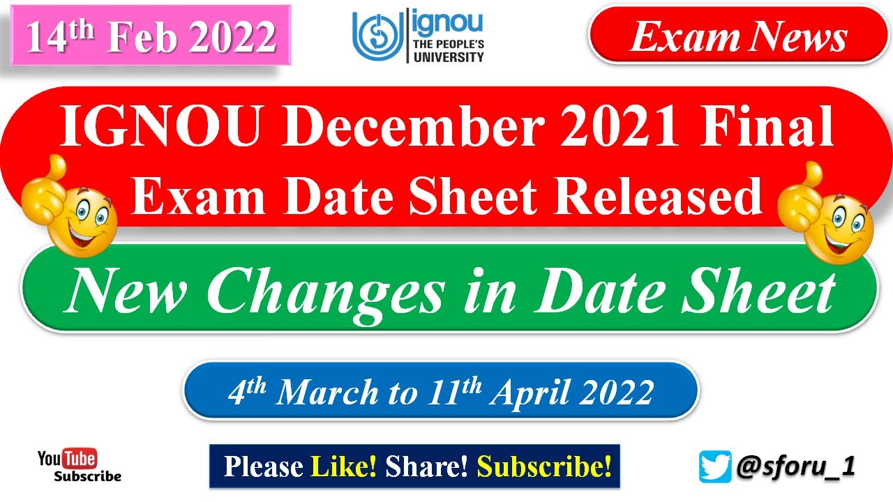 IGNOU December 2021 Term End Exam Final Date Sheet Released || New Change in Date Sheet