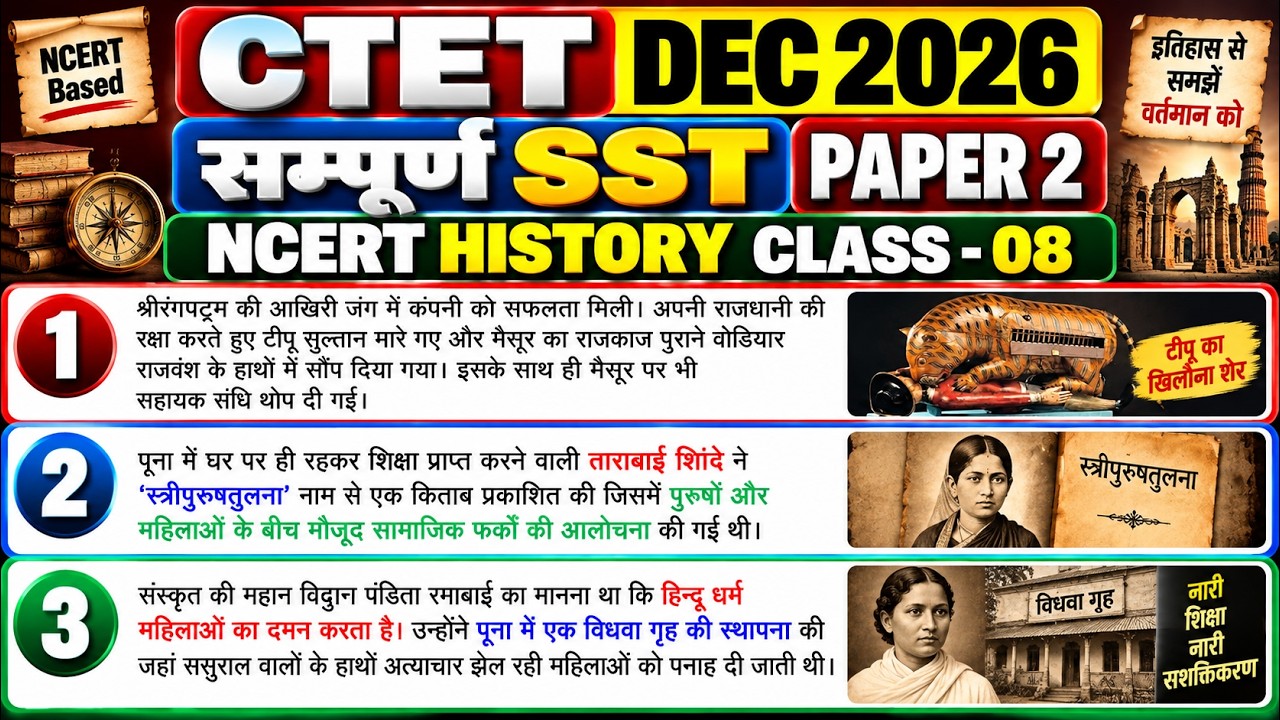 CTET l सम्पूर्ण NCERT HISTORY CLASS - 08 l महा मैराथन क्लास | By S.P. SIR | CTET DEC 2026 | 