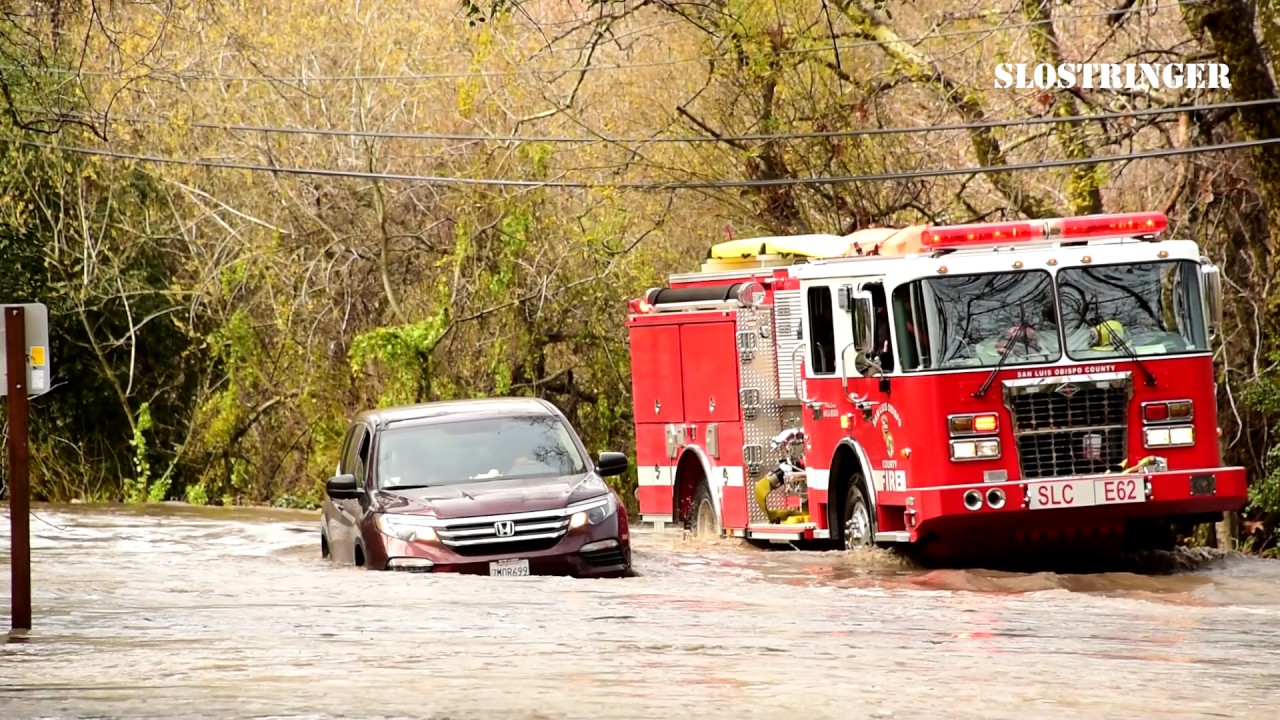 Avila Beach Drive Flooding/2 Vehicles Stuck in Floodwater CAL FIRE Rescue