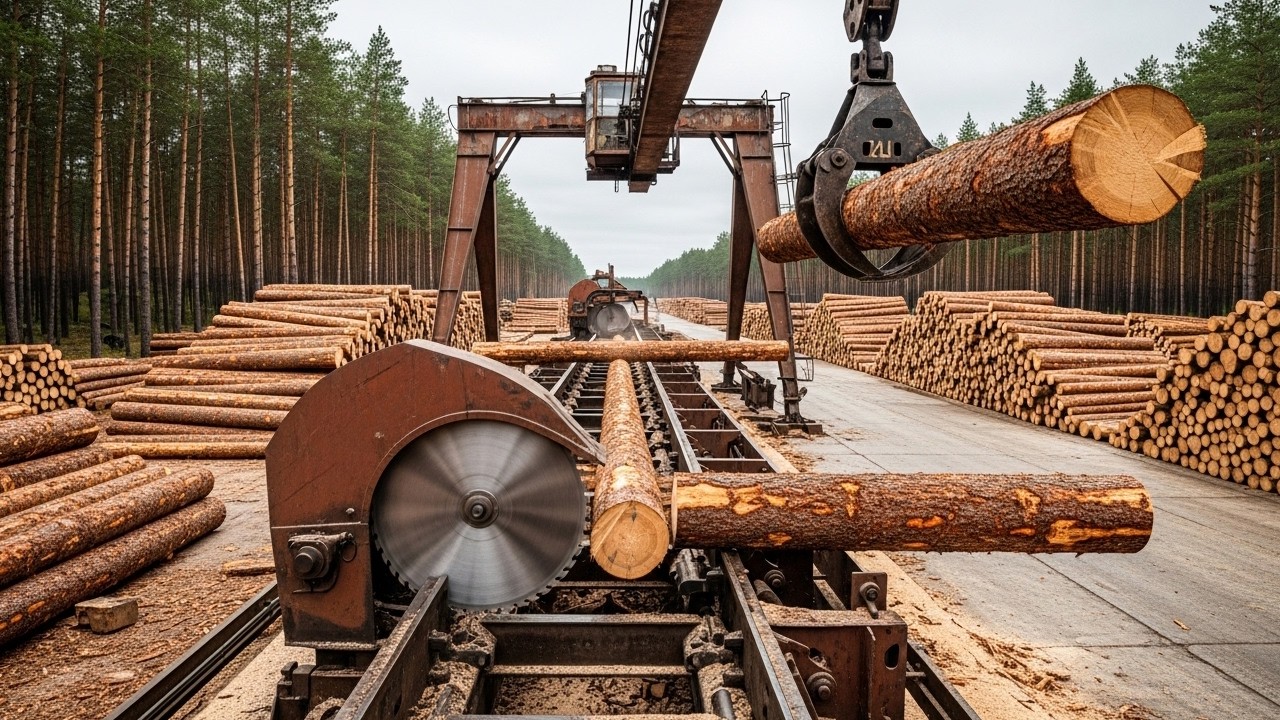 Inside a Massive Sawmill – Wooden Door Making Process