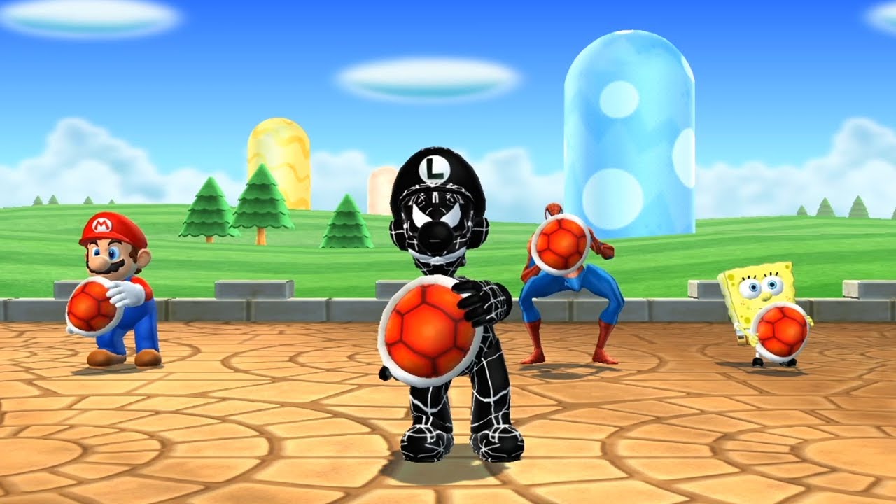 Mario Party 9 MiniGames - Mario Vs Spider Man Vs Spongebob Vs Luigi (Master Cpu)
