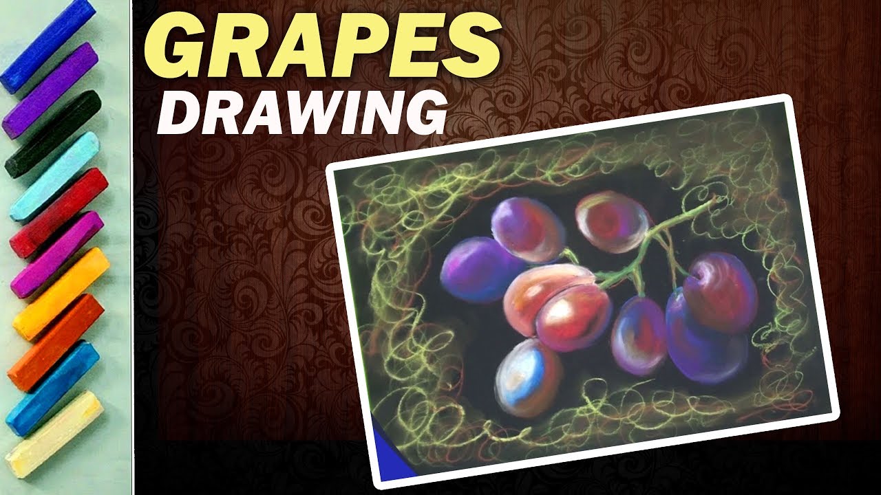 Black Grapes - Soft Pastel Tutorial | How to Paint Grapes with Soft pastel | Grapes Drawing
