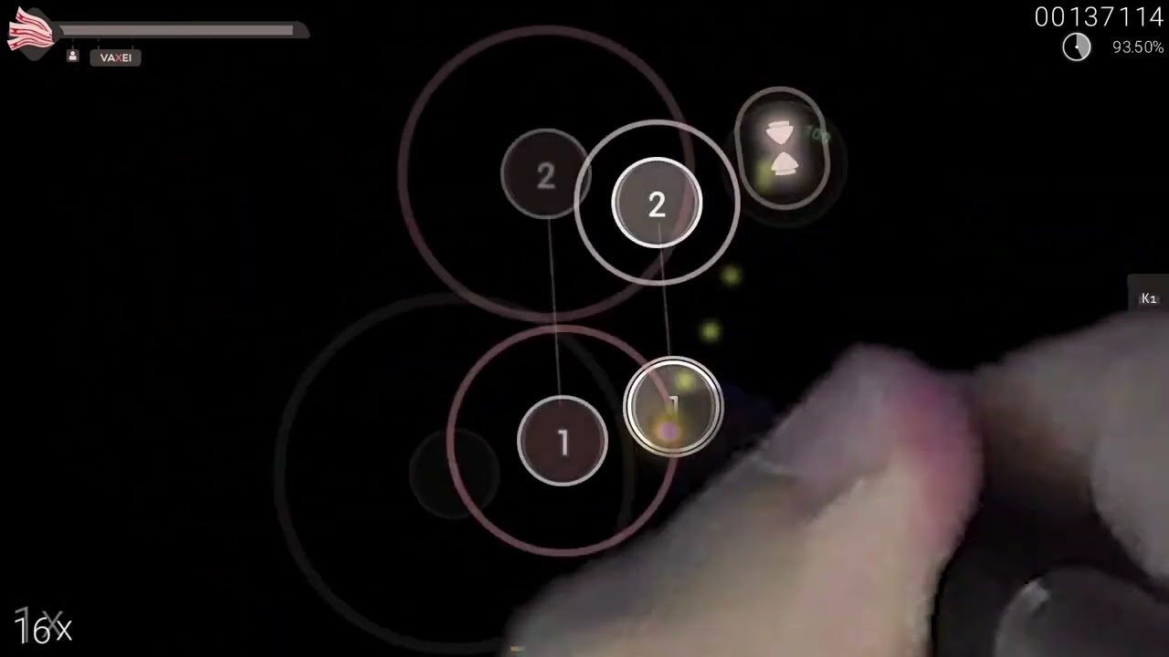 Osu but its on my tablet (((i edited it) and im playing with rx) cringe)