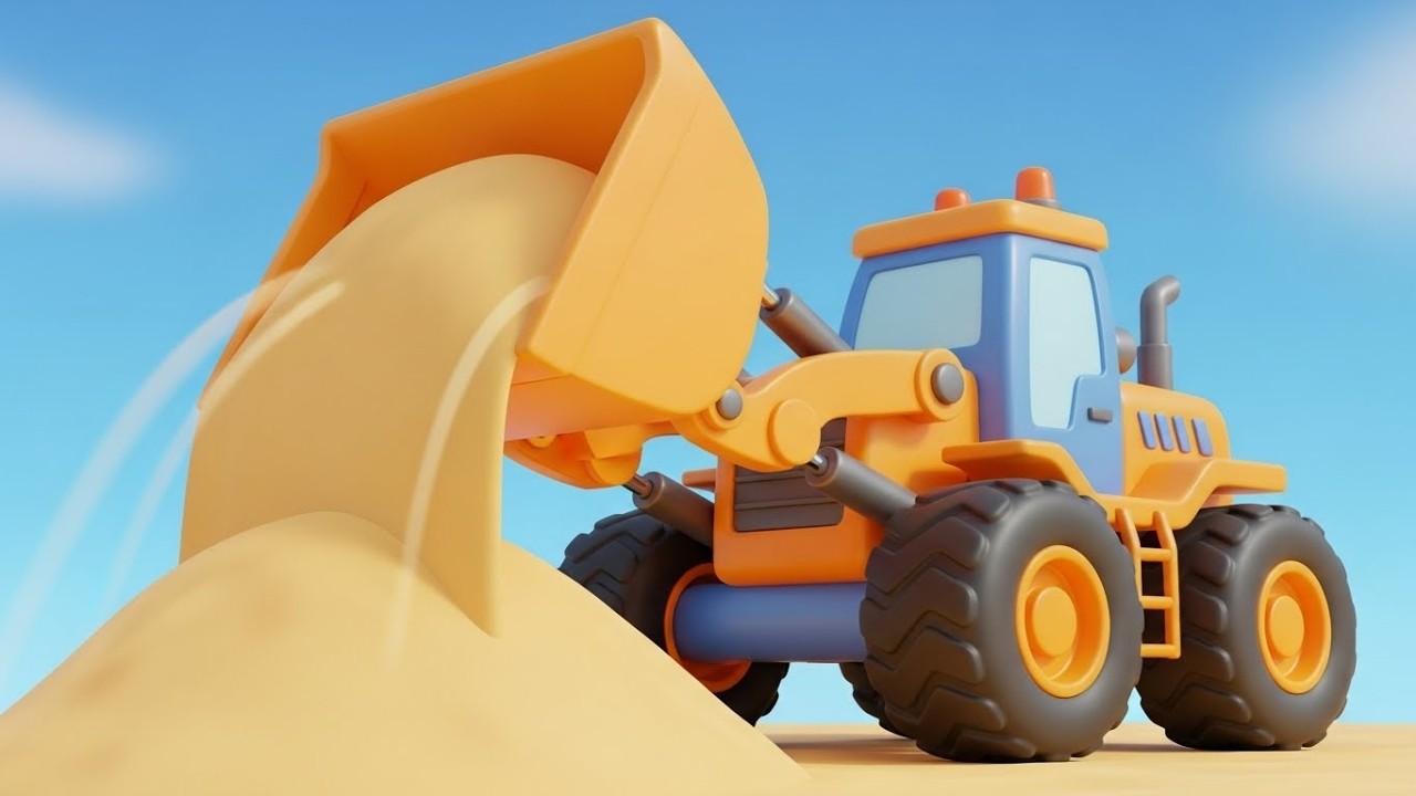 Счастливый Бульдозер строит замок из песка 🚜🏖️🏰 | Мультфильм для детей и весёлые приключения