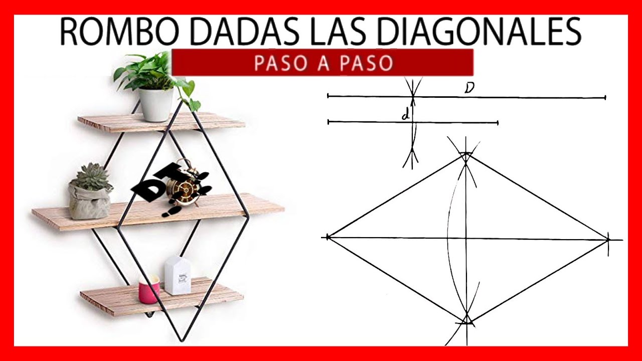 💥♦💥 Construcción de un ROMBO conocidas las DIAGONALES ♦ Dibujo técnico paso a paso