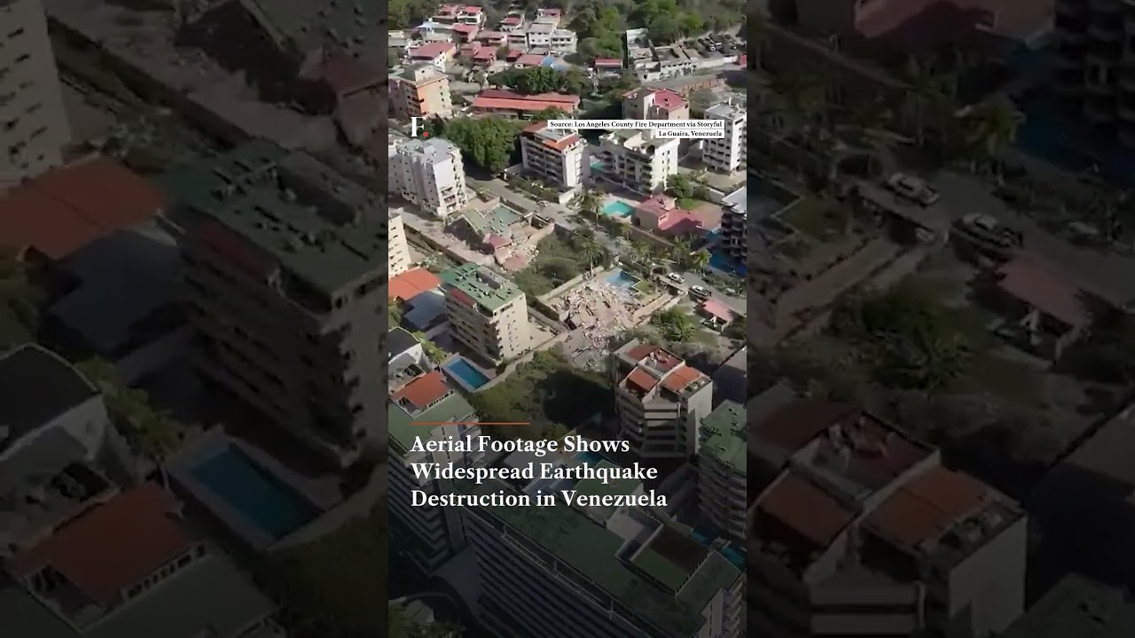 Aerial Footage Shows Widespread Earthquake Destruction in La Guaira, Venezuela | Firstpost News