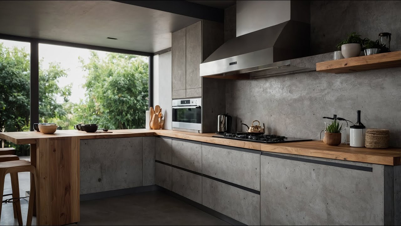Stunning Concrete and Wood Kitchen Interior Design &ndash; Modern & Cozy Ideas
