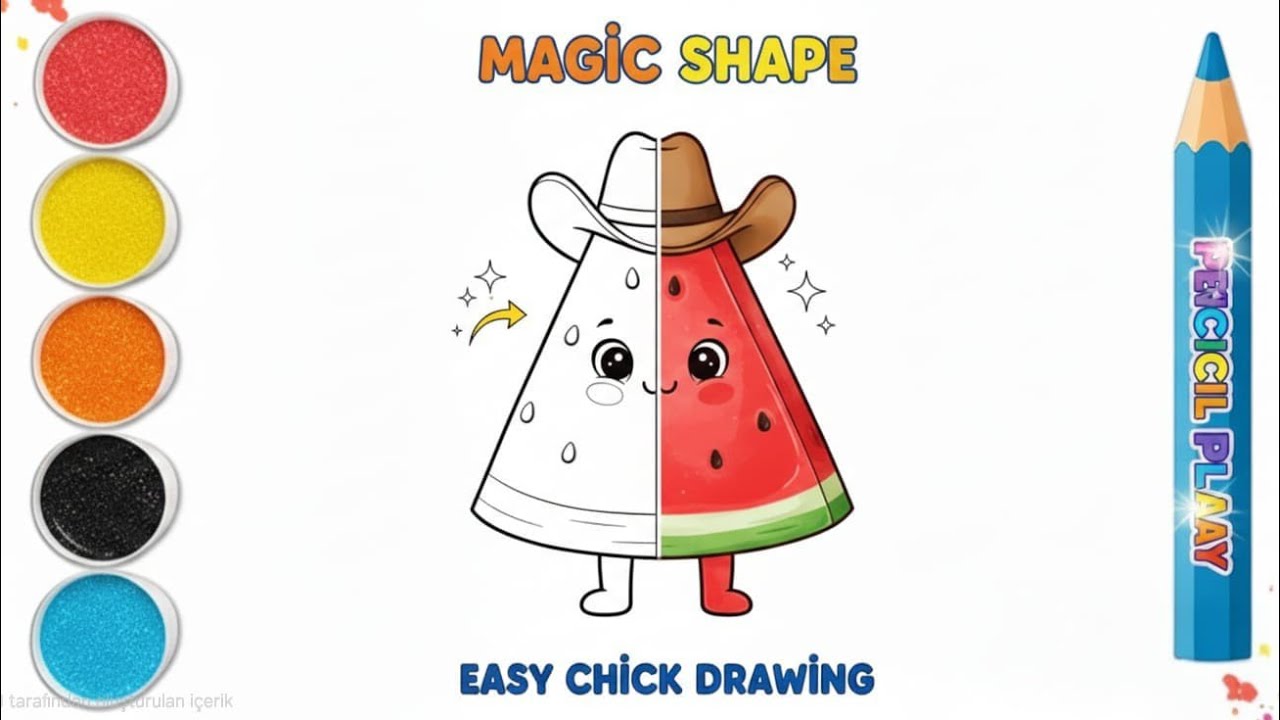 How to Draw a Cute Watermelon Slice 🍉 | Easy Step by Step Drawing for Kids
