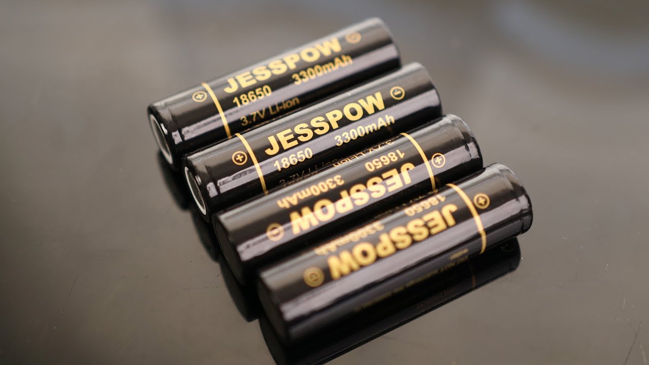 JESSPOW 18650 Rechargeable Battery Lithium 3.7V 3300mAh Flat Top, Batteries 4 Pack