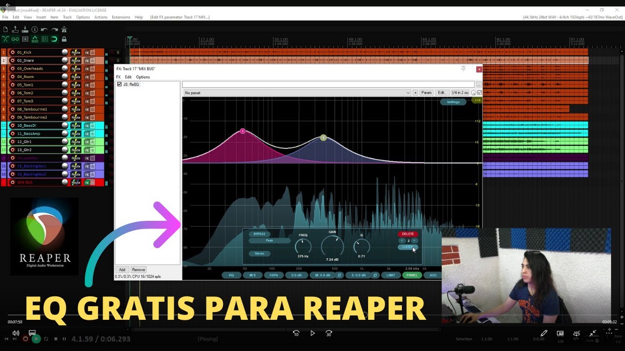 Ecualizador gratis para Reaper. Cómo descargar e instalar Reeq en Reaper más review.