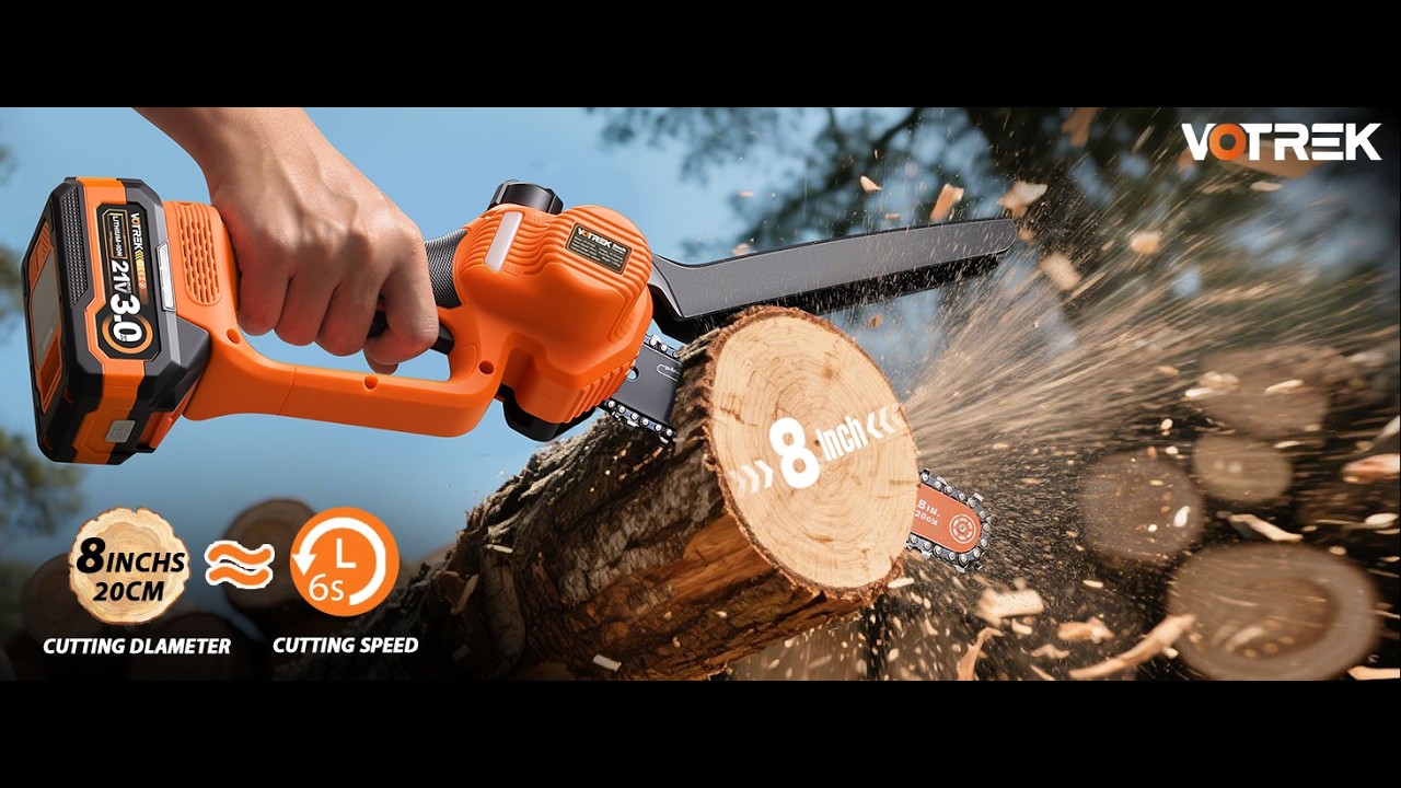 8 Inch Mini Chainsaw with 2x3.0Ah Batteries – UNDER 80$ Real Power Numbers & Performance Test!