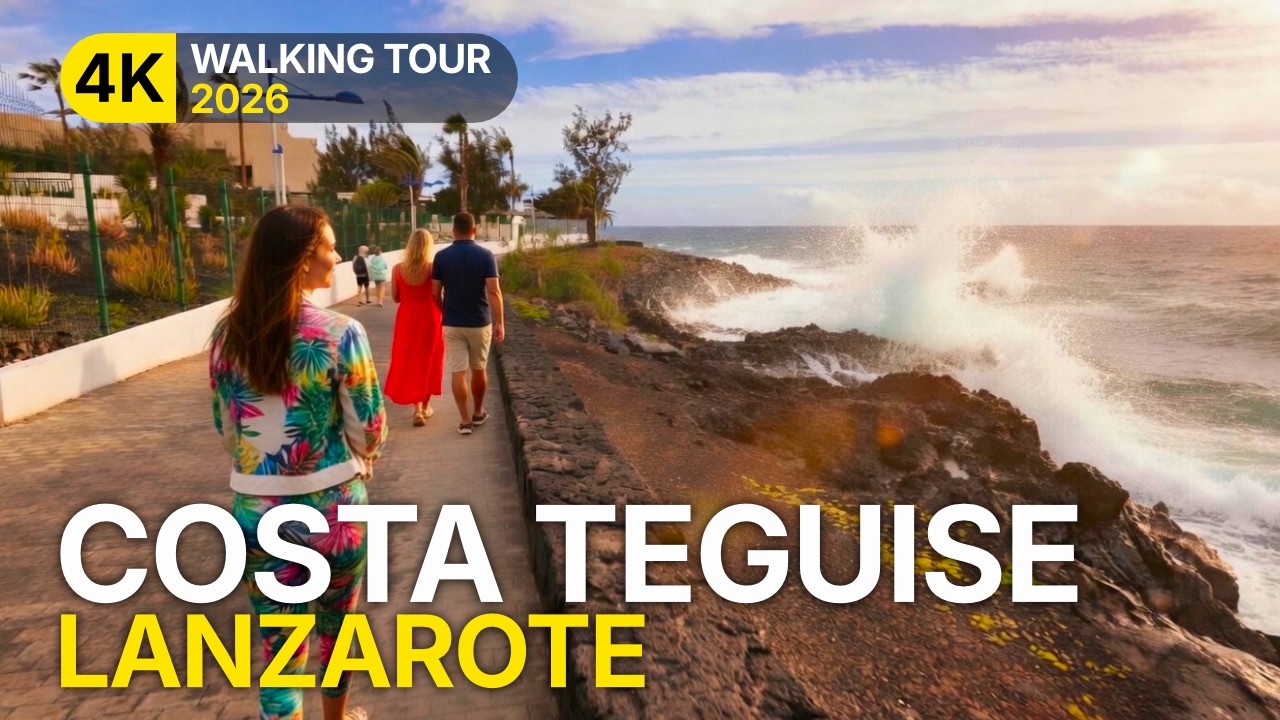 Stormy Days in Lanzarote - Costa Teguise 4K Walking Tour 2026