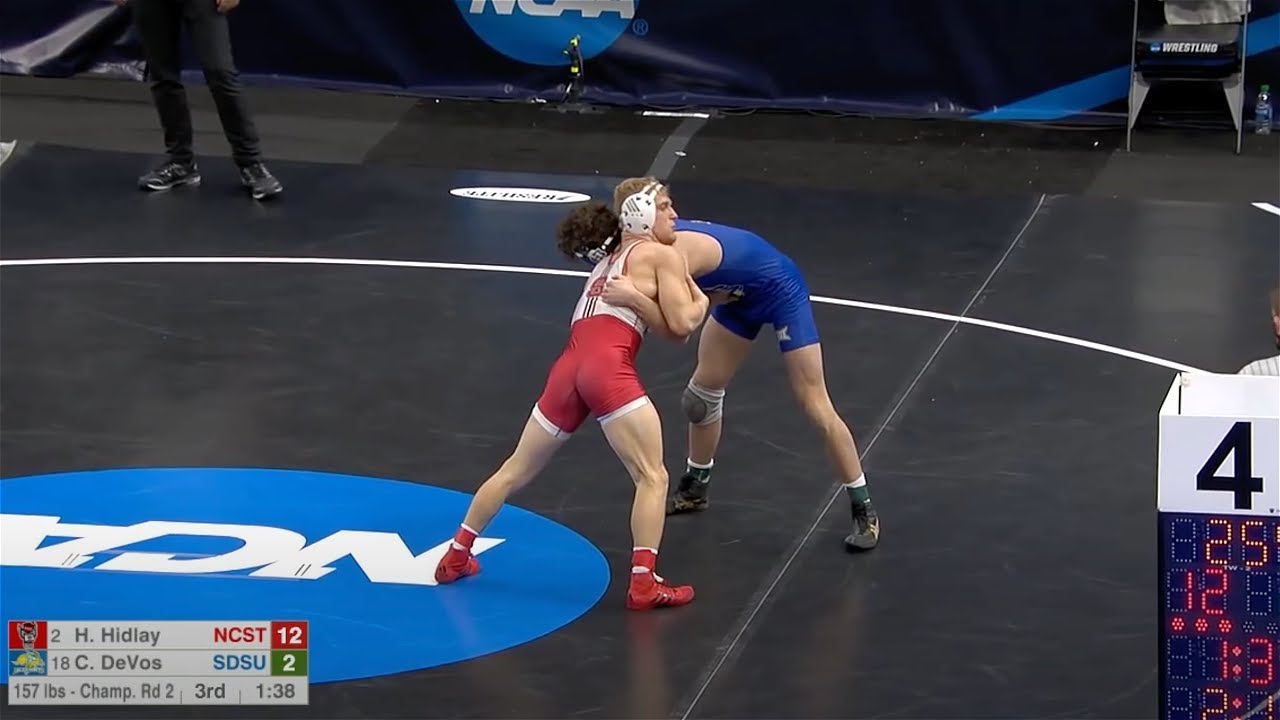 157lbs Hayden hidlay (NC State) tech fall Cade DeVos (SDSU)