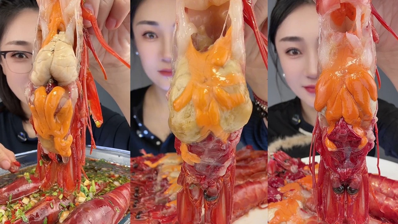 【Yummy】Marinated Red Devil Shrimp + Red Devil Shrimp🦐🍋🧄🌶#mukbang#asmr#Seafood