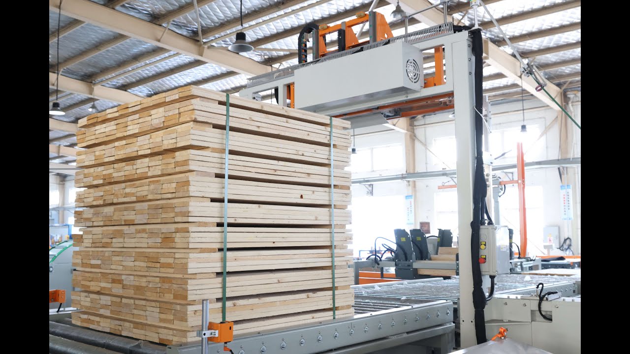 SF8010 automatic wood stacker with strapping machine#palletmachine #sawmill #machine