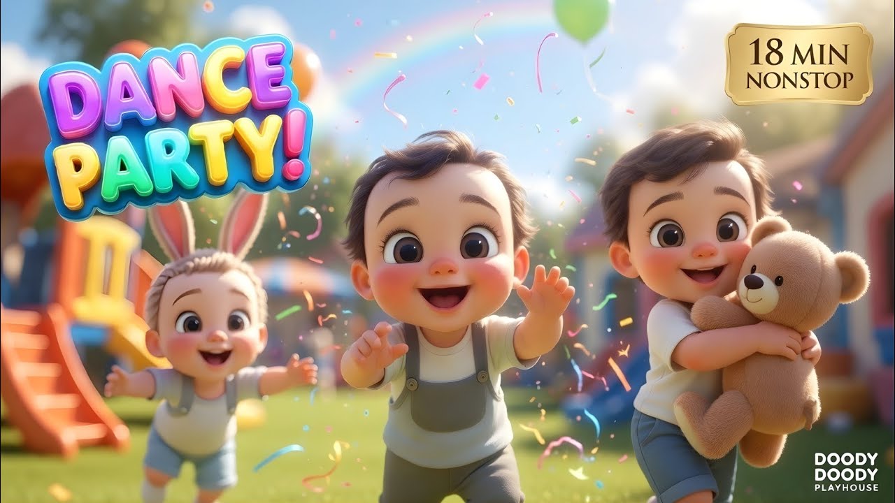 18 Min Kids Action & Dance Party 🕺 | Freeze Dance, Bunny Hop & More | @DoodyDoodyPlayhouse 