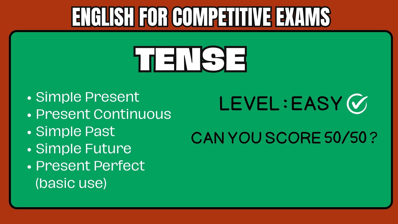 Tense Quiz- Competitive Exam| Easy Level #partsofspeech #toefl #cat #tnpsc #cuet #tense #pasttenses