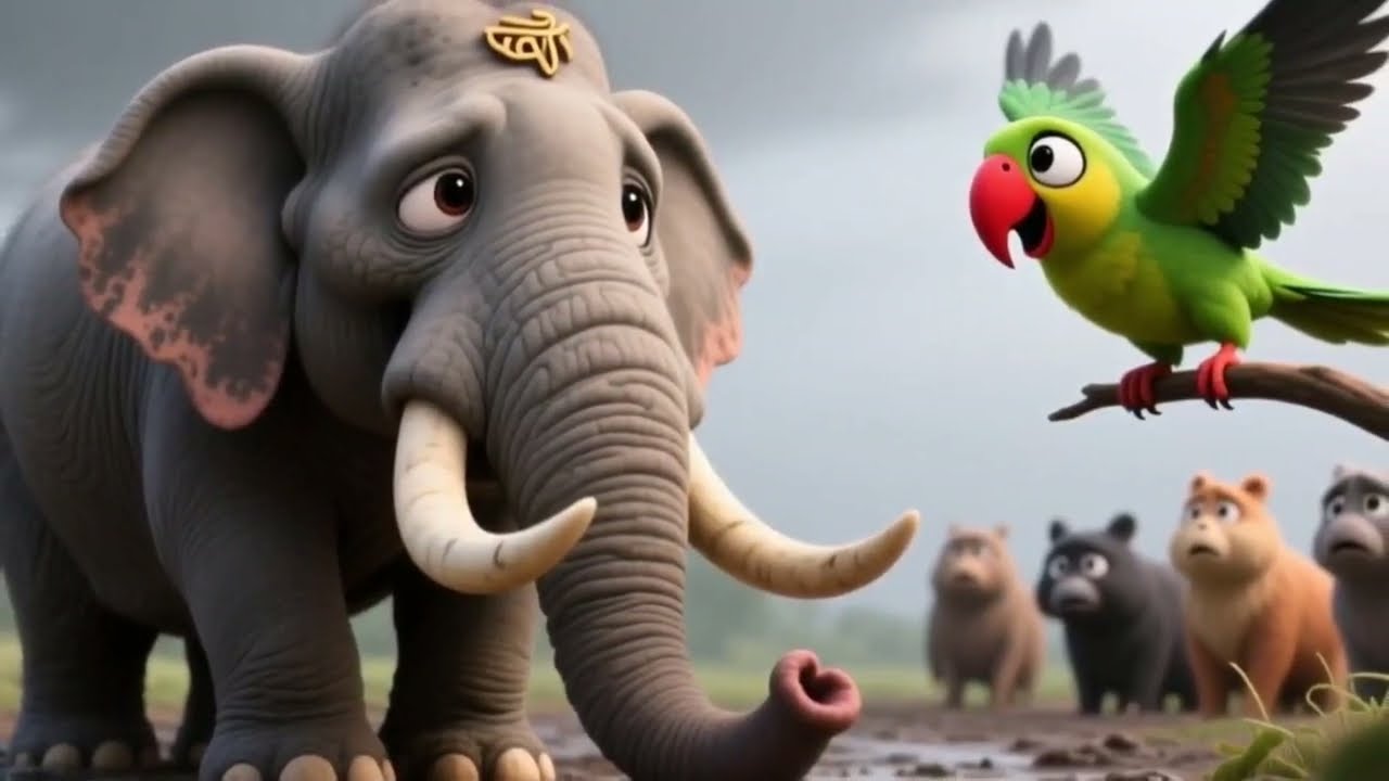 Haathi Aur Tota Ki Kahani | Emotional Moral Story in Hindi | Animated Jungle Story
