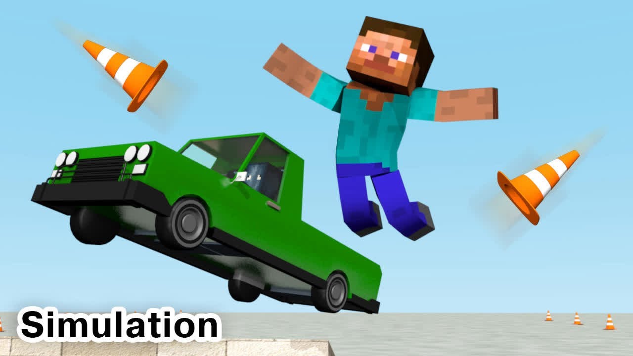 Ragdoll Steve from Minecraft - simulation and animation