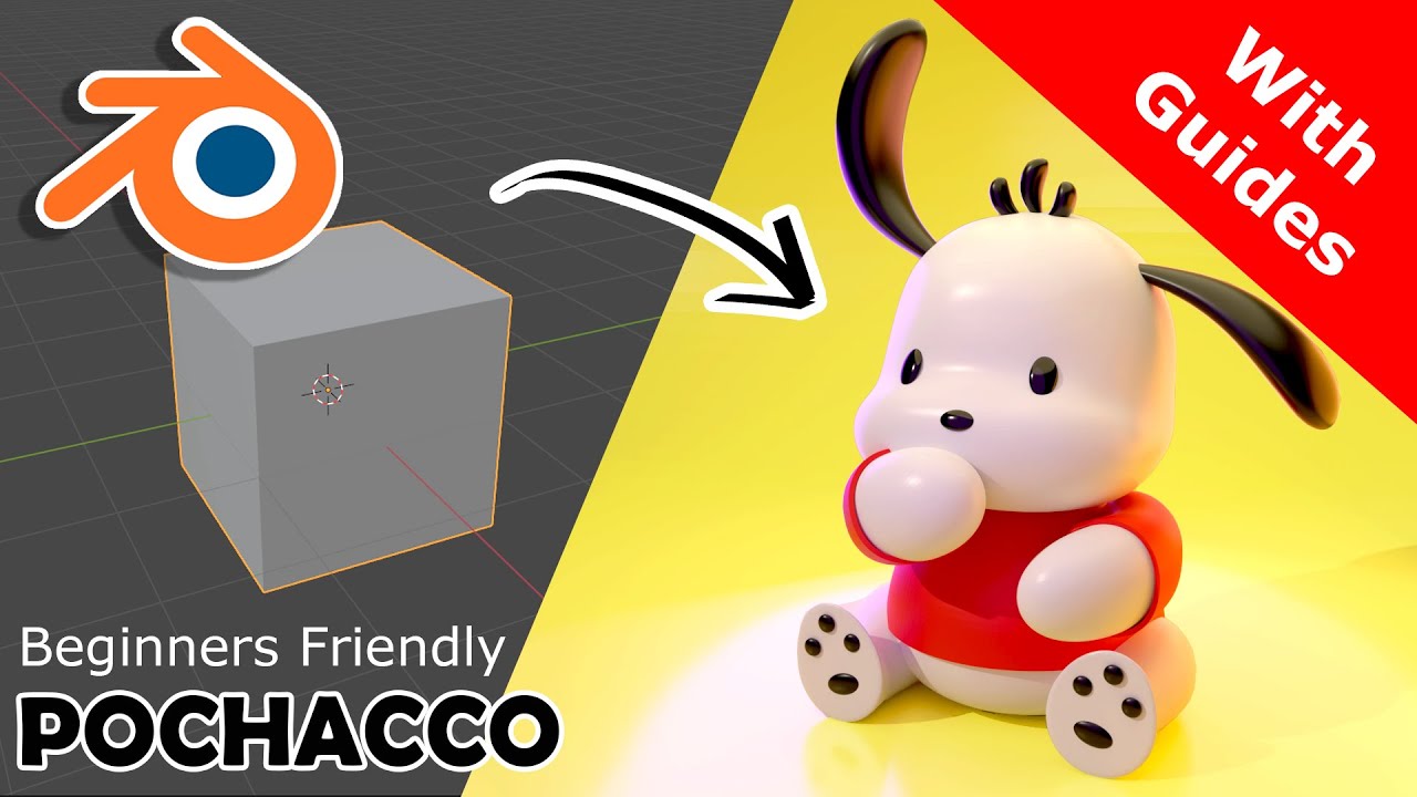 POCHACCO for BEGINNERS (With GUIDES) - BLENDER 3D MODELING 056