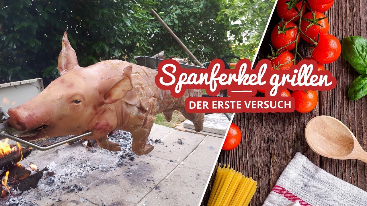Spanferkel über offenem Feuer grillen