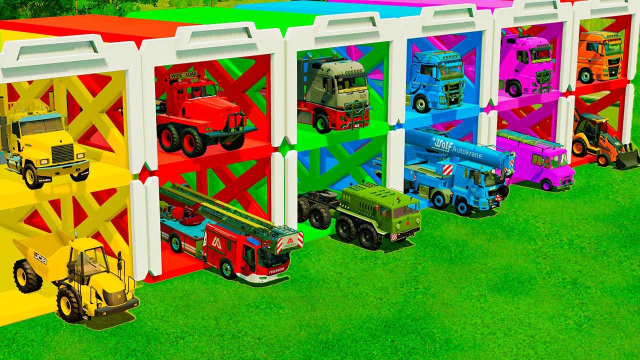 TRANSPORTING TRUCKS, FIRE ENGINE, TANK & CONSTRUCTION VEHICLES WITH TRUCKS! - Farming Simulator 22
