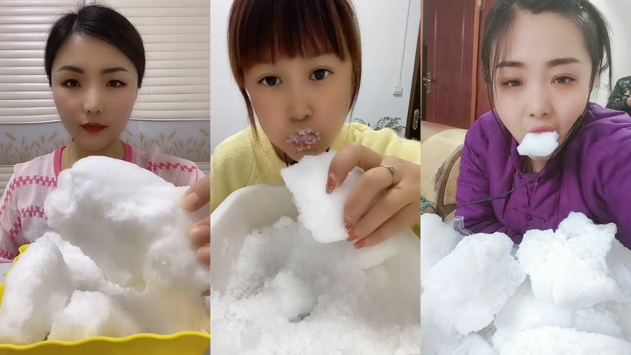 ICE CHUNKS FREEZER FROST EATING ASMR ❄️CRISPY & CRUNCHY SOUND SATISYING MUKBANG  氷を食べる音