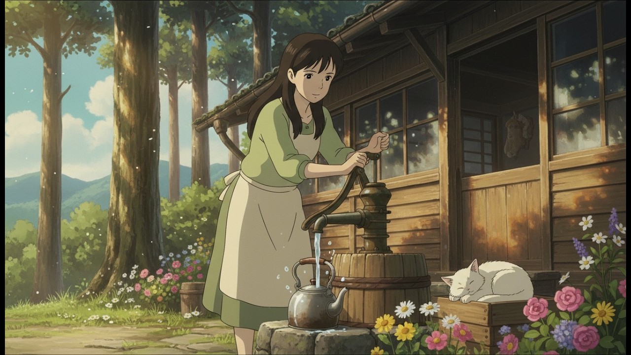 🌄 Peaceful Mountain Village Morning 🌿 | Cozy Ghibli-Style Slow Living Animation | Relaxing ASMR