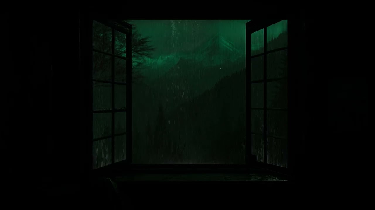 Soothing Mountain Rain on Warm Cabin Windows 🌧️ Night Ambience for Deep Relaxation (No Ads)